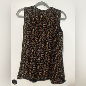 Multi Brown/Black Paisley Vest Style Blouse